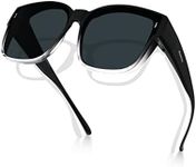 Meeloog Large Polarized Fit Over Glasses Sunglasses For Women Men, Oversized Trendy Square Shades For Driving Riding MST0110, P1 Gradient Black Frame/Black Lens, One Size
