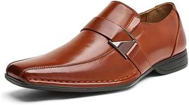 Bruno Marc Men's Leather Lined Dress Loafers Shoes, GIORGIOWIDE-3, Brown, Size 8W