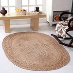 Second Nature Online - DHAKA Jute Area Rug | 100% Natural Fiber | Hand Woven | Ethical Trade | Eco-Friendly (Oval - 60 x 90 cm)