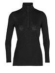 Icebreaker Women's 100% Merino Wool Everyday Long Sleeve Half Zip - 175 Ultralight Fabric - Black, M