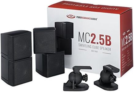 Pure Resonance Audio MC2.5B Dual 2.5” Swiveling Surround Sound Mini Cube Speaker (Pair, Black) (with Brackets)