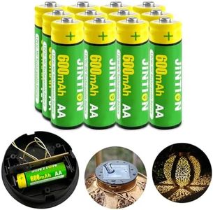 JINTION Rechargeable AA Batteries for Solar Lanterns Replacement NiMh AA 600mAh 1.2V AA Solar Batteries Replace for Solar Garden Lights String Lights(12Pack)