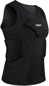 TUOYR Men's Football Padded Compression Shirt Baseball Chest Protector Rib Protector Vest Heart Guard Sternum Undershirt for Rugby Soccer Hockey Paintball Shirt