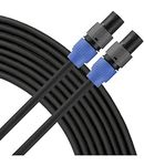 Neutrik 4-pole Speakon to Speakon Speaker Cable - 16 Gauge-50 Ft(Black)