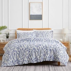 Southshore Fine Living, Inc. Oversized King Size Comforter Bedding Set, Down Alternative Filling, Modern Abstract Bed Spread, California/King Sized Comforter & Matching Shams, Blue Khari