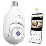 SYMYNELEC Light Bulb Security Camera Outdoor Weatherproof, 2K 4MP 2.4GHz Wireless WiFi Light Socket Security Cam 360 Motion Detection Tracking Color Night Vision 2 Way Talk Works with Alexa Google