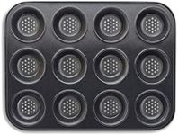 Tower T943007HG29 Precision Plus Shallow Muffin Tin with 12 Moulds Made in Aluminised Steel with a Non-Stick Coating, Black