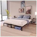 Dreamzie Queen Bed Frame Metal - 14 inch Platform Bed Frame Queen - for Double Beds - Sturdy, Easy Assembly, Large Storage Area - Black Bed Frame