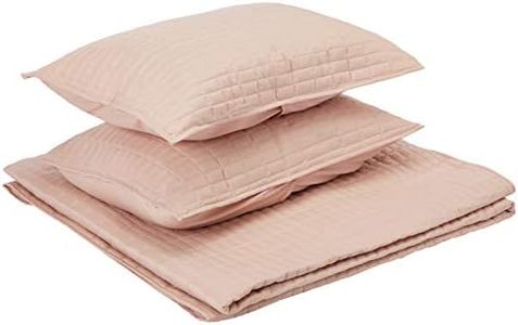 Comfort Spaces Kienna Quilt Set-Luxury Double Sided Stitching Design Summer Blanket, Lightweight, Soft, All Season Bedding Layer, Matching Sham, Blush, Coverlet Full/Queen(90"x90") 3 Piece