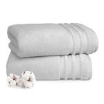 TRIDENT Nectarsoft Towels for Bath, 100% Cotton Towels, Zero Twist Yarn, 2 Large Size Bath Towel Set, Towels for Bath Large Size, Luxurious Soft, Extra Absorbent, 625 GSM, Grey