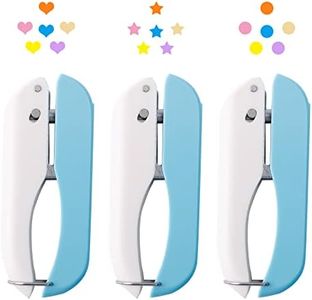 UCEC 3 Pack Paper Craft Hole Punch Shapes, 1/4 Inch Single Hole Puncher for Crafts, Small Handheld Circle Star Hole Punch Heart Hole Punch, 3 Heart Star Hole Puncher for Tags Clothing Ticket