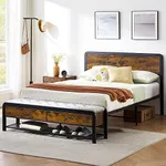 IDEALHOUSE Queen Bed Frame with Headboard, Platform Bed Frame with Storage Ottoman Bench, Safe Rounded Corners & Strong Metal Slats Support, Mattress Foundation/Noise-Free/No Box Spring Needed