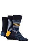 SockShop Men's Comfort Cuff Socks - Striped and Plain Soft Breathable & Cooling Bamboo Material Multipack of 3 Pairs Cosmic Blue/Dark Amethyst 12-14