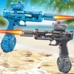 2 Pack Electric Water Guns, Water Guns Powerful Long Distance, 320ML Big Water Gun Long Range, Water Guns for With LED Lights, Water Pistols for Kids Adults,Summer Pool Beach Party Toys (1Grey+1Blue)