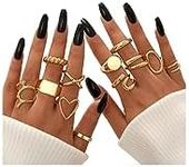 FAXHION 12PCS Gold Stackable Rings 