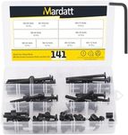 Mardatt 140Pcs M6 Crib Screws Hardware Replacement Kit Black Hex Socket Cap Bolts Crib Bolts and Barrel Nuts Cross Dowel Assortment Kit M6x20/30/40/50/60/70/80mm for Furniture