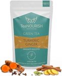 TeaNOURISH Turmeric Ginger Green Tea | Darjeeling Loose Leaf Tea | Blended with Indian Turmeric, Ginger & Cinnamon | Indian Superfoods | Brew Hot or Iced Tea - 100g