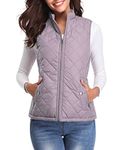 fuinloth Women's Quilted Gilet, Stand Collar Lightweight Zip Padded Vest Lavender X-Large