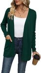 LILBETTER Women's Cardigans with Pockets Casual Lightweight Open Front Cardigan Sweaters(Dark Green,Medium)