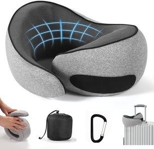 SZXYX Travel Pillows - 100% Pure Memory Foam Neck Pillow for Airplanes, Comfortable Breathable Cover, 360° Support Stowable Pillows for Sleeping, Car, Airport Travel Essentials Dark Grey