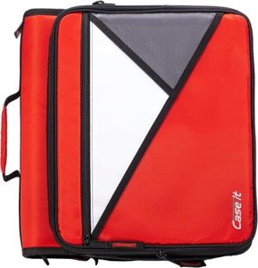 Case-it The Universal 2.0 Zipper Binder -1.5 Inch D-Ring - Removable Padded Pocket Holds Up to 13" Laptop/Tablet - Multiple Pockets - 350 Page Capacity - Comes with Shoulder Strap - Fire Red LT-207