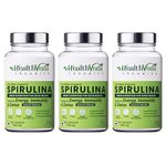 HEALTH VEDA ORGANICS PRIVATE LIMITED Plant Based Spirulina, 2000 mg | 360 Veg Capsules I Supports Weight Management & Boosts Immunity | For both Men & Women (Pack of 3)