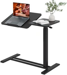 FitStand Adjustable Overbed Bedside Table with Wheels, Pneumatic Tilting Desktop Mobile Standing Desk, Rolling Laptop Desk for Bed, Sofa, or Hospital Use, (31.6" W x 15.7" D, Black)