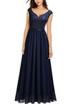 Miusol Women's Classy Deep V Neck Formal Evening Party Maxi Dress, A-navy Blue, X-Large