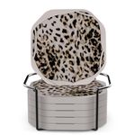 UMIRRO Absorbent Coasters for Drinks with Holder, Silicone Coasters with Soft Felt Inserts for Wooden Coffee Table, Cool Modern Cup Mats for Tabletop Protection, Set of 6