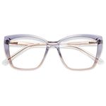 AMOMOMA Trendy TR90 Oversized Blue Light Reading Glasses Women,Stylish Square Cat Eye Glasses AM6031C3 with Grey/Brown Frame 1.5 x