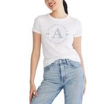 AEROPOSTALE Women's Circle Short Sleeve Graphic Tee, Bleach, XS