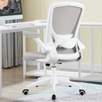 Ergonomic Office Chair, KERDOM Breathable Mesh Desk Chair, Lumbar Support Gaming Chair with Wheels and Flip-up Arms, Swivel Task Chair, Adjustable Height Home Computer Chair (Light Gray, 9060)