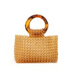 YIFEI Women Colored Transparent Beaded Acrylic Handbag Evening Handmade Bags for Wedding Party (Brown), Brown, Medium