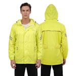 Lifelong Unisex Adult H2Go Pro 3 Rain Standard Length Jacket I 10000mm Waterproof Nylon Shell | Motorcycle Riding Rain Jacket | Heat Sealed Seams | Drycore WR Zippers - Hi-Viz Green, L