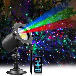 Laser Christmas Projector Lights Outdoor,12 Effect Moving RGB Lights Show Laser Projection Light with RF Remote and Timer,Waterproof Firefly Laser Landscape Lights for Holiday Party Garden Decor