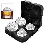 Ice Cube Tray, HANCELANT 2.5inch Ice Cube Molds, 2 Cavity Silicone Rose & 2 Diamond Ice Ball Maker, Easy Release Large Ice Cube Form for Chilling Cocktails, Whiskey, Bourbon & Homemade Juice (Black)