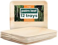 HAAGO 20 Pack 12x10 Palm Leaf Platters Bamboo Serving Tray (Rectangle) Disposable Charcuterie Boards, Disposable Serving Trays and Platters, Disposable Platters and Trays for Party, Wedding & Picnic