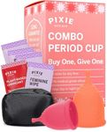 Pixie Cup 2 Soft Menstrual Cups - Ranked 1 for Most Comfortable Reusable Period Cup - Buy One We Give One - Includes Ebook Guide, Wipes, Lube, & Storage Bag - Tampon and Pad Alternative