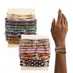 Elastic Hair Ties for Women 20Pcs Boho Hair Ties Bracelets Braid Hair Bands Ponytail Holders Women Girls Thin Hair Curly Hair Heavy Long Hair Tie Ropes