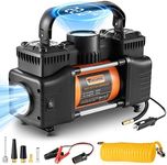 SECURIDE 12V Air Compressor Heavy Duty Pump for Car, Dual Cylinder Portable Tire Inflator 150PSI with LED Work Lights for Auto,Truck,SUV, RV,Balls etc