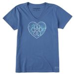 Life is Good Women's Crusher Tee Trippy Paw, Vintage Blue, Large