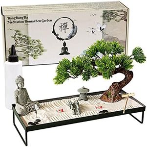 BangBangDa Japanese Meditation-Decoration - Home Office Bonsai Decor for Table Desk - Buddha Rock Sand Tabletop Decor Gifts for Women Man Friends