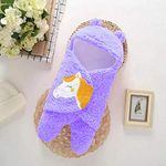 First Kick Sleeping Bag New Born Combo Pack of Super Soft Baby Wrapper Durable Fleece Polyester Cum Baby Blanket for Baby Boys, Baby Girls, Babies (76cm x 70cm, 0-6 Months) Light Purple