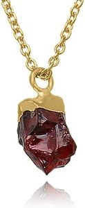 Garnet Necklace for Women, Premium Gold Raw Stone Necklaces for Women - Tarnish Free 18K Gold Vermeil Certified S925 Classic Statement Necklace Gold Jewelry for Women - Mothers Day Gifts for Mom Wife