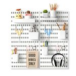 Plastic Pegboard for Wall Control, White Peg Board Organizer Garage Pegboard Display with Accessories Display Rack for Office, Kitchen (4 Boards -12 Accessories)