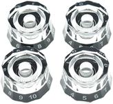 Dopro Set of 4 USA 24 Fine Spline Lampshade Style Guitar Knobs Electric Guitar Speed Control Knobs for PRS/LP/SG/Les Paul Clear with Black