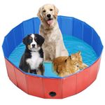 AMGSH Dog Whelping Box, Foldable Birthing Pool for Dogs, Whelping Pool for Puppies, Poartable Plastic Swimming Pool & Bath Tub for Dogs, Red (Red, 31.5” Dia. × 7.9” H (80cm × 20cm))