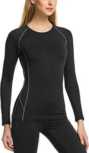 TSLA Women's Thermal Long Sleeve Tops, Crew Neck Shirts, Fleece Lined Compression Base Layer XUD54-KCH Small