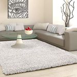 SHAGGY RUG Rugs Living Room Large Soft Touch 5cm Thick Pile Modern Bedroom Living Room Area Rugs Non Shed (White, 80cm x 150cm (3ft x 5ft))