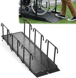 RDCMKL Wheelchair Ramp with Handrails, 10-30" Rise, Non-Slip, Carbon Steel